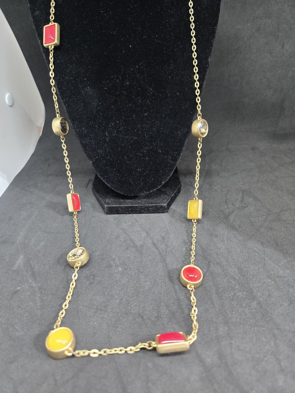 Loft Gold Tone Necklace Multi Color Glass Gems